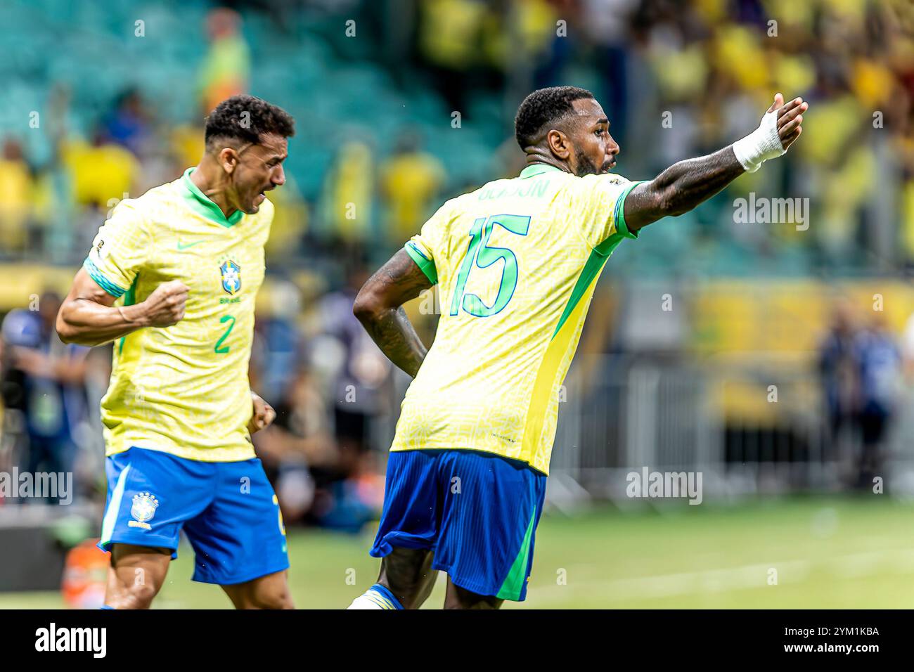 Salvador, Bahia, Brésil. 20 novembre 2024. Salvador (BA), 11/19/2024 Ã¢â‚¬' qualificatifs/brésil/uruguay/BA Ã¢â‚¬' gerson du brésil, célèbre son but lors du match entre le brésil et l'uruguay, valable pour la 12ème manche des qualifications pour la coupe du monde 2026, qui se tient dans la ville de salvador, ce mardi 19 novembre 2024. (Crédit image : © Pedro Paulo Diaz/TheNEWS2 via ZUMA Press Wire) USAGE ÉDITORIAL SEULEMENT! Non destiné à UN USAGE commercial ! Banque D'Images