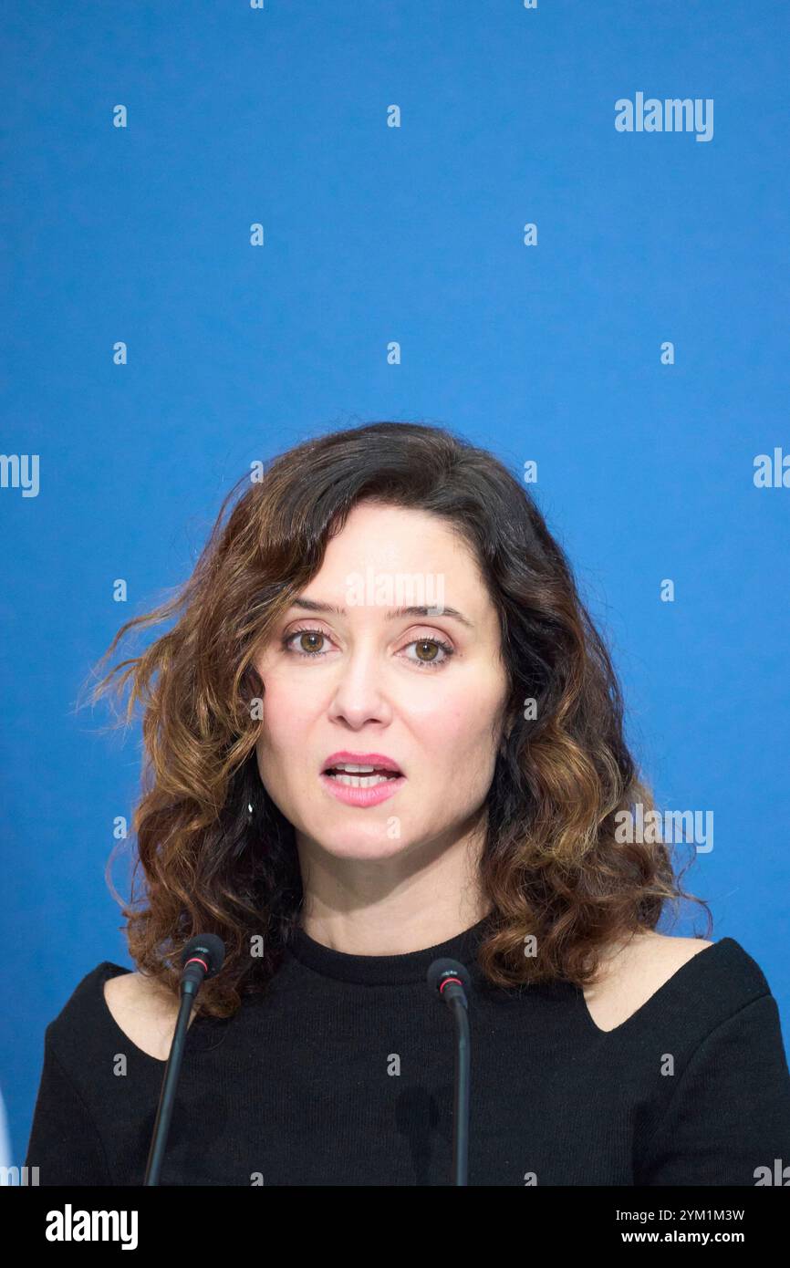Madrid, Espagne. 20 novembre 2024. Isabel Diaz Ayuso, Présidente de Madrid, participe à la 85ème édition des 'Madrid Press Association Awards' à la Real Casa de Correos le 20 novembre 2024 à Madrid, Espagne. Crédit : album/Alamy Live News Banque D'Images
