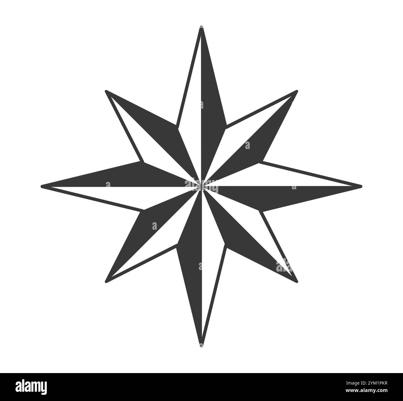 8 cornes symbole d'étoile nautique. Panneau de logo de navigation marine COMPASS. Rose des vents. Illustration vectorielle. Isolé sur fond blanc. Illustration de Vecteur