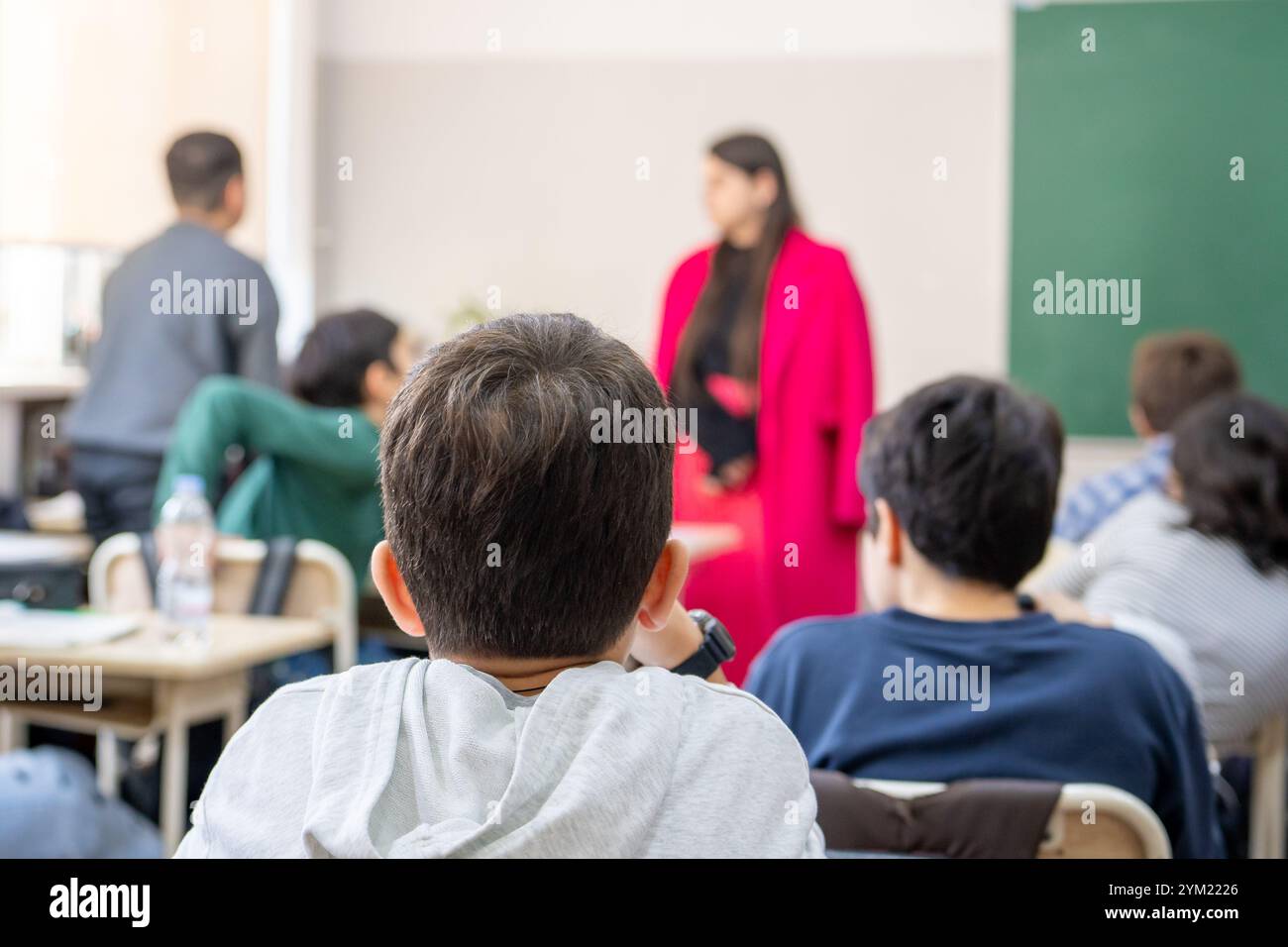 Les écoliers participent activement à la classe, à l'éducation Banque D'Images