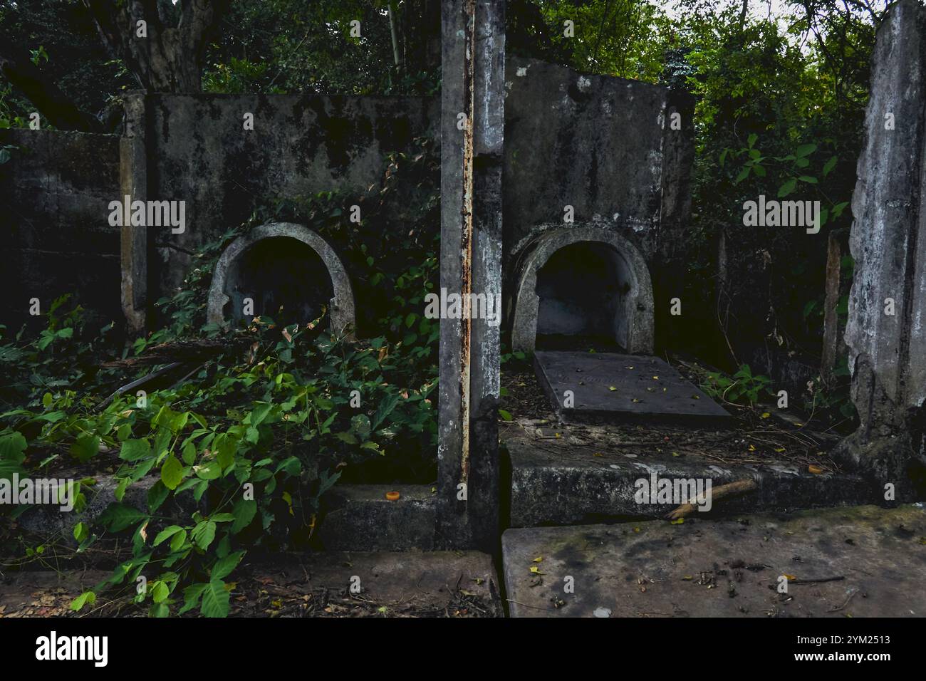 Ruines d'Armero, Colombie — une ville fantôme enterrée par une coulée de boue volcanique en 1985. Un symbole obsédant de tragédie, de mémoire et de puissance de la nature. Banque D'Images
