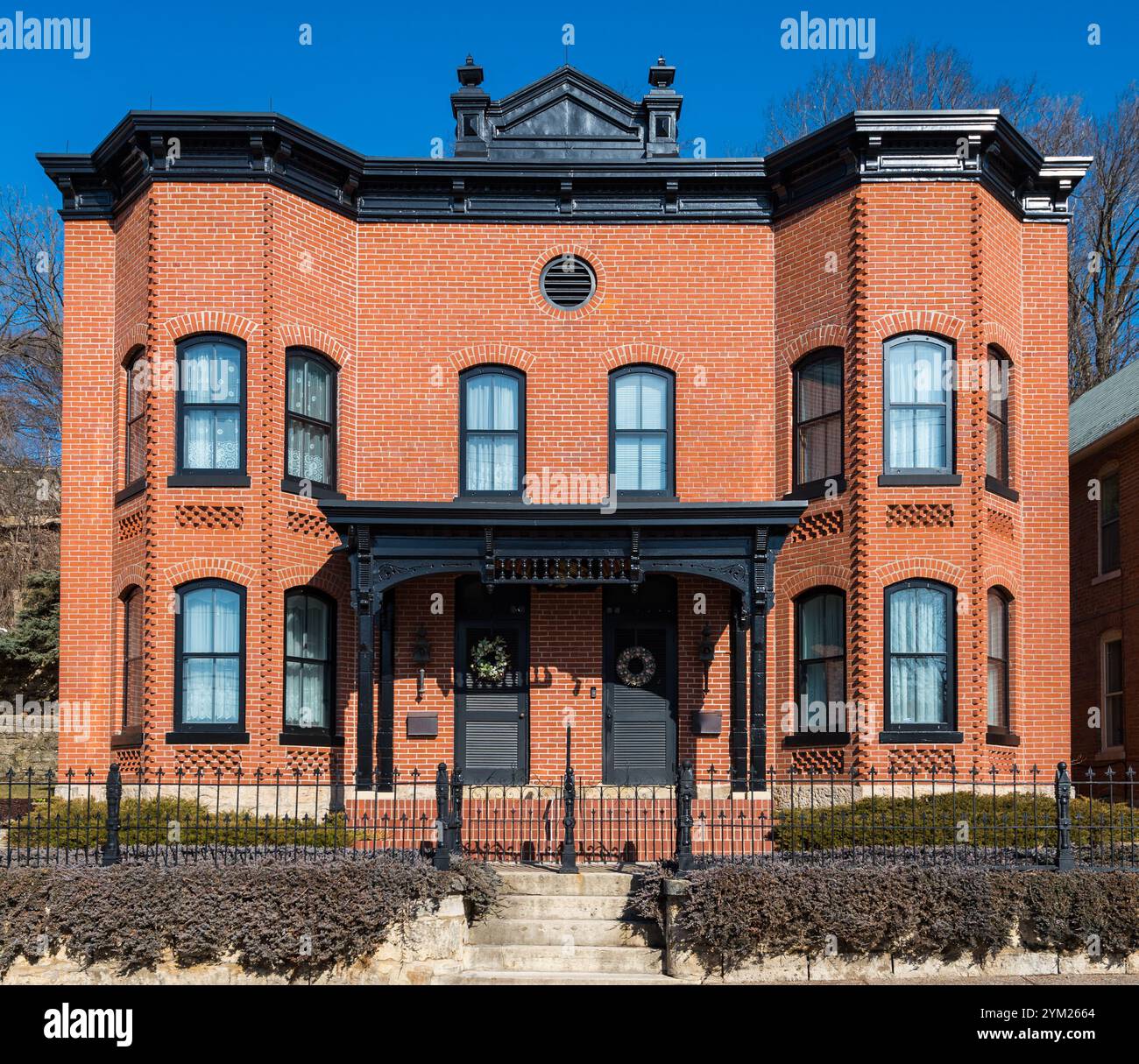Maison historique Duplex en brique à Galena, Illinois Banque D'Images