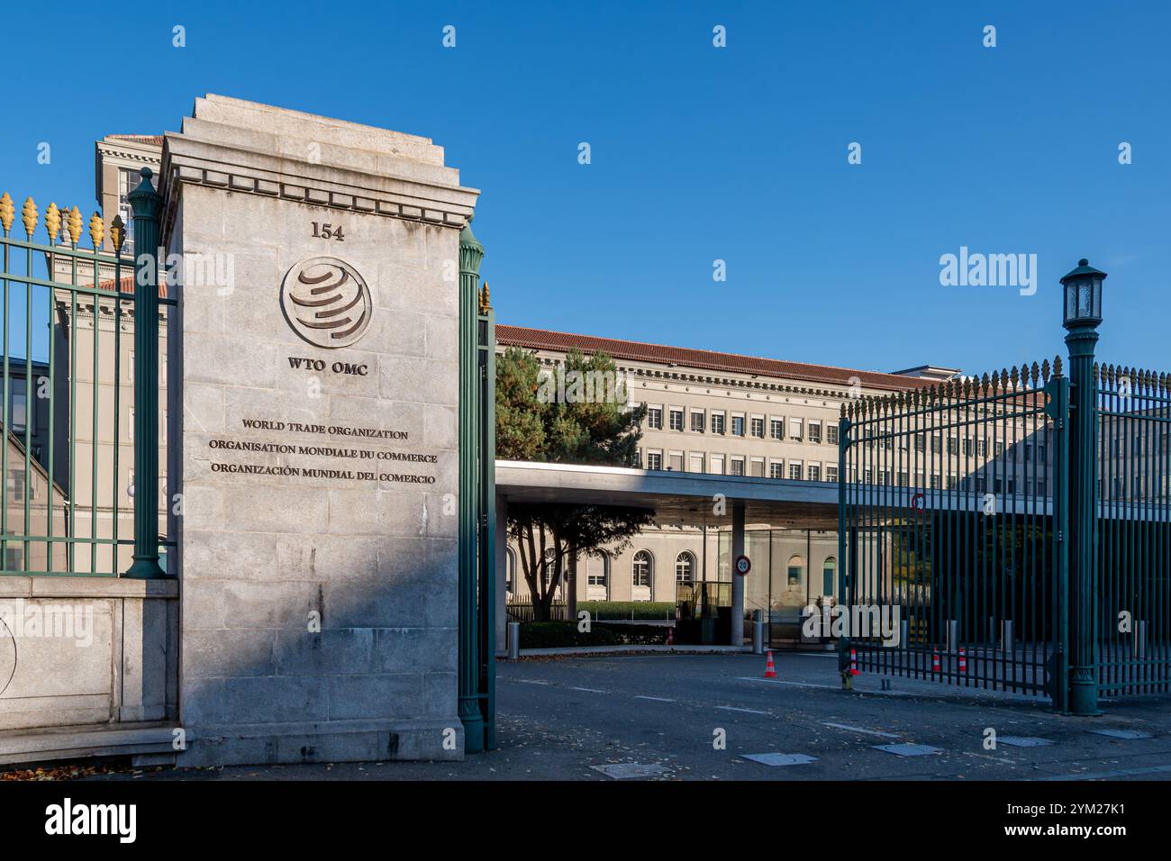 Siège de l'Organisation mondiale du commerce (OMC), l'organisation internationale responsable des règles régissant le commerce international Banque D'Images