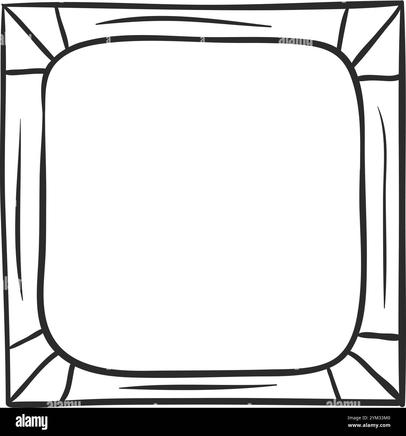 Le cadre carré arrondi dessiné à la main offre une toile de fond blanche et nette, parfaite pour ajouter du texte ou des images, avec une touche de style artistique et décontracté Illustration de Vecteur
