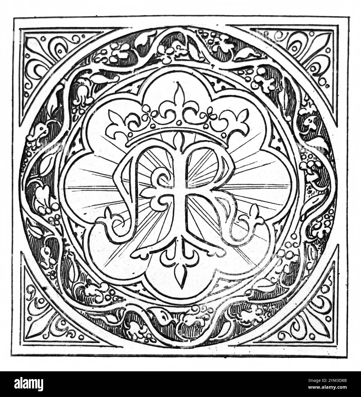 Symbole marial (Ave Maria Regina) tiré du livre antique The Lives of the Pathers, Martyrs and Other principal Saints volume 9 du révérend Alban Butler Banque D'Images