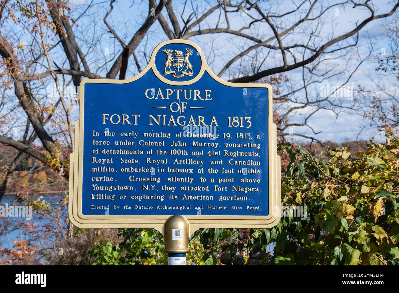 Capture de la plaque du fort Niagara à Niagara-on-the-Lake, Ontario, Canada Banque D'Images