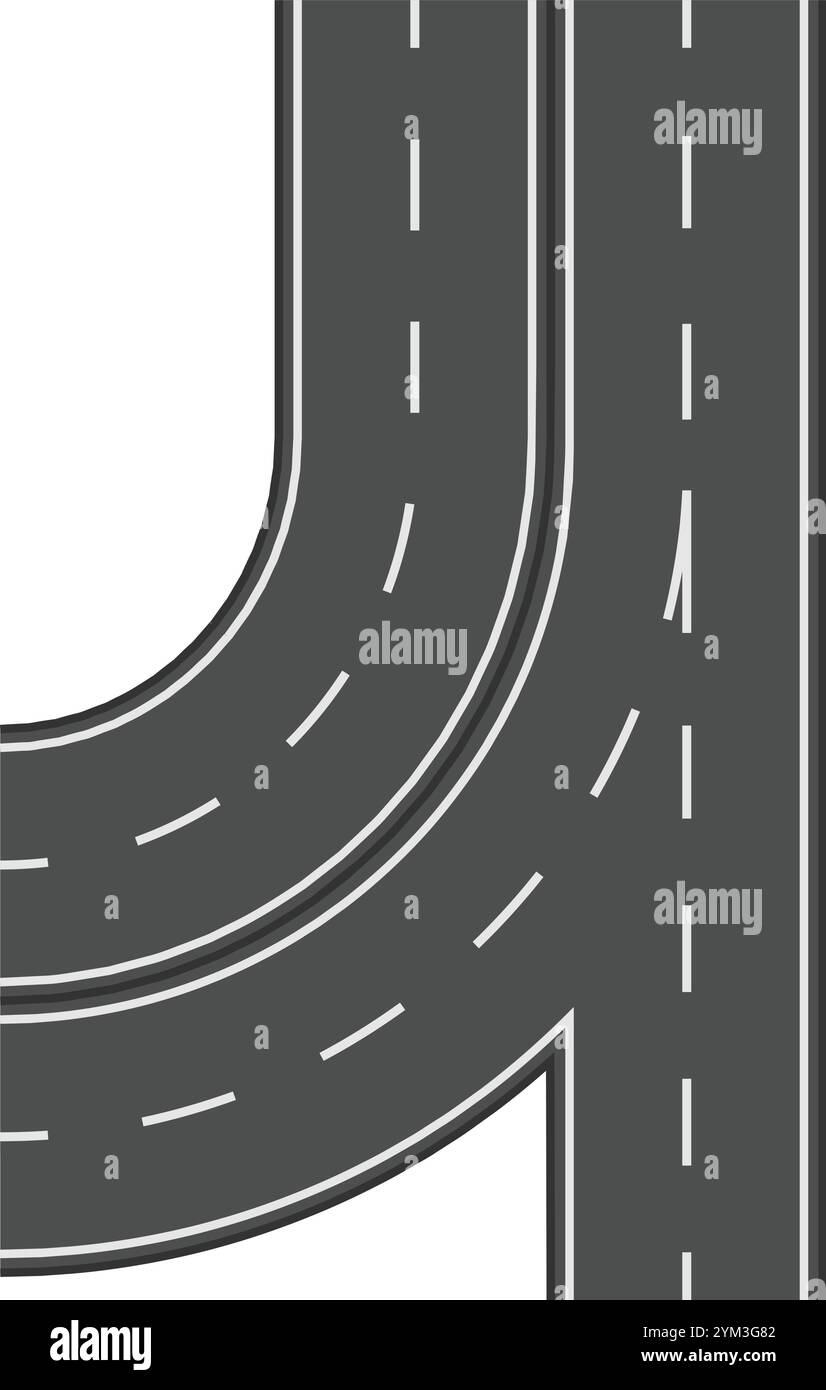 Route sinueuse se fondant dans une autoroute droite, créant une composition dynamique qui évoque les concepts de voyage, de transport et d'infrastructure Illustration de Vecteur