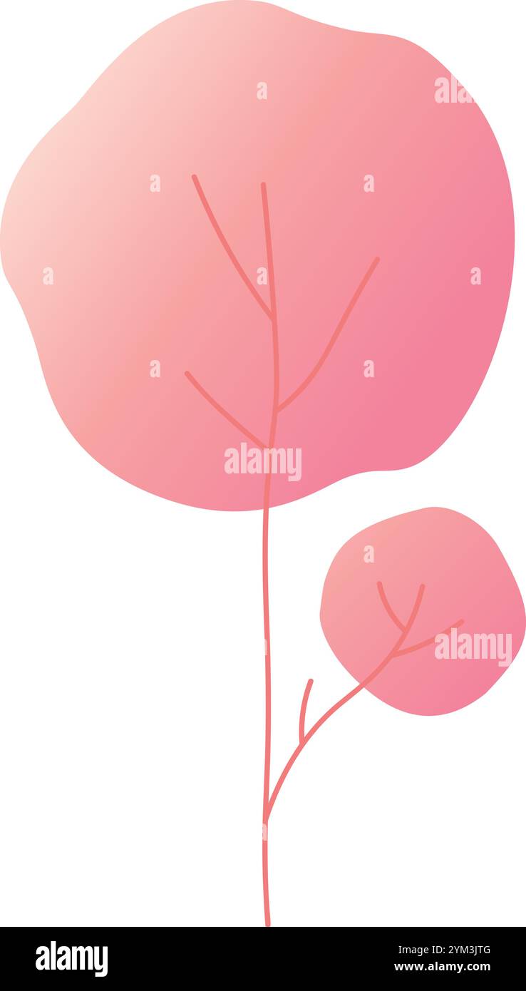 Illustration minimaliste avec un arbre rose stylisé avec une couronne arrondie, évoquant un sentiment de simplicité et de tranquillité sur un blanc épuré Illustration de Vecteur