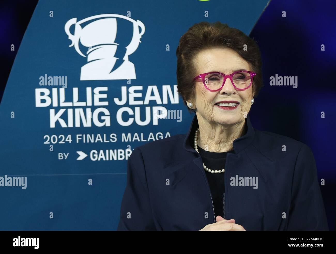 Malaga, Espagne. 20 novembre 2024. Billie Jean King lors de la cérémonie de victoire de la finale de la Coupe Billie Jean King, au Palacio de Deportes Jose Maria Martin Carpena Arena à Malaga. Crédit : Isabel Infantes/Alamy Live News Banque D'Images