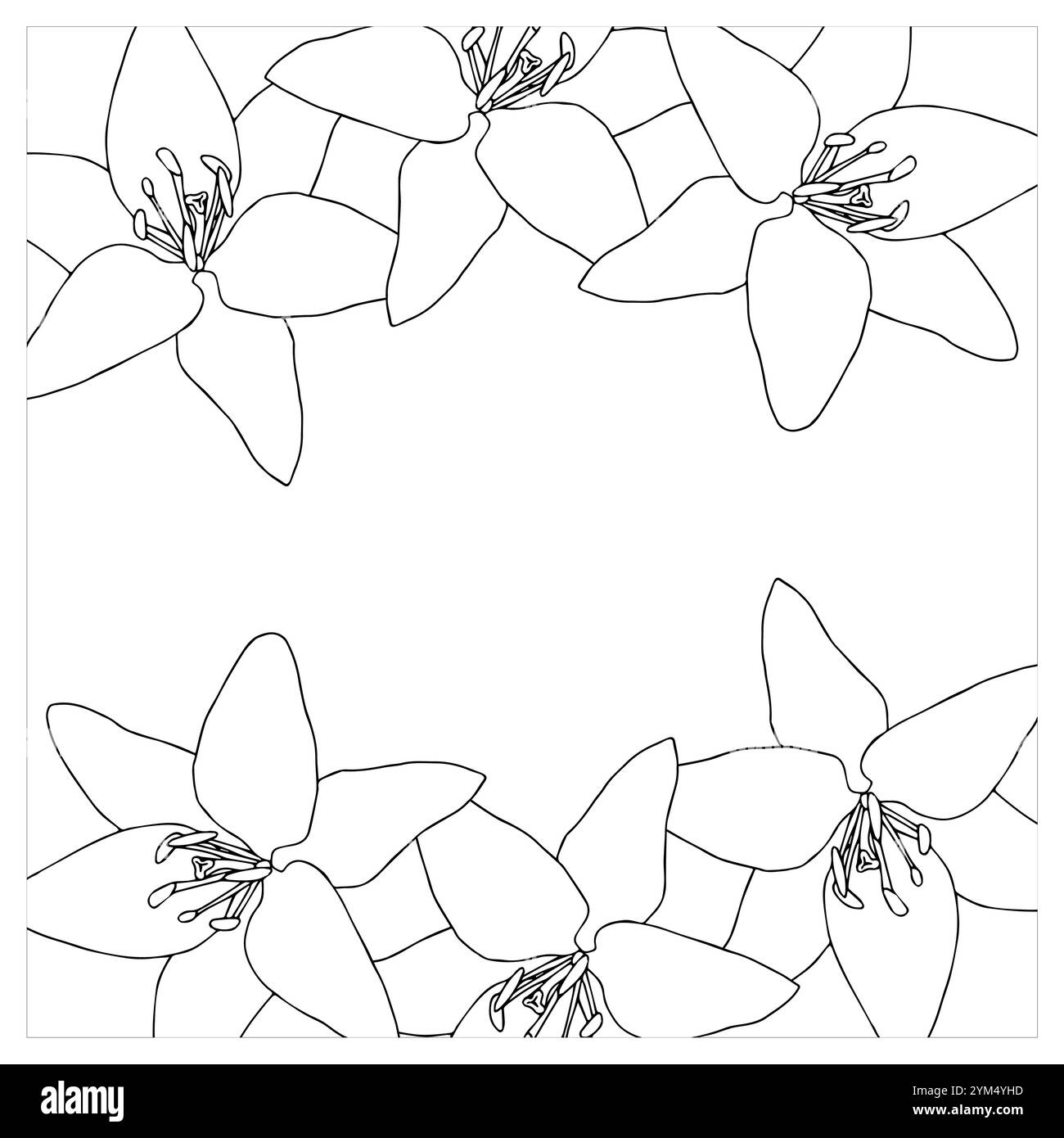 Cadre avec des lis dans le style doodle. Élément pour votre conception. Illustration vectorielle isolée sur fond blanc. Illustration de Vecteur Cadre avec des lis dans le style doodle. Élément pour votre conception. Illustration vectorielle isolée sur fond blanc. Illustration de Vecteur