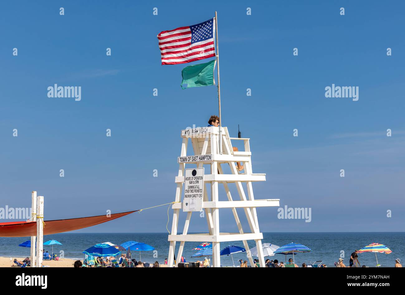 sauveteur en service à kirk beach, montaukl Banque D'Images