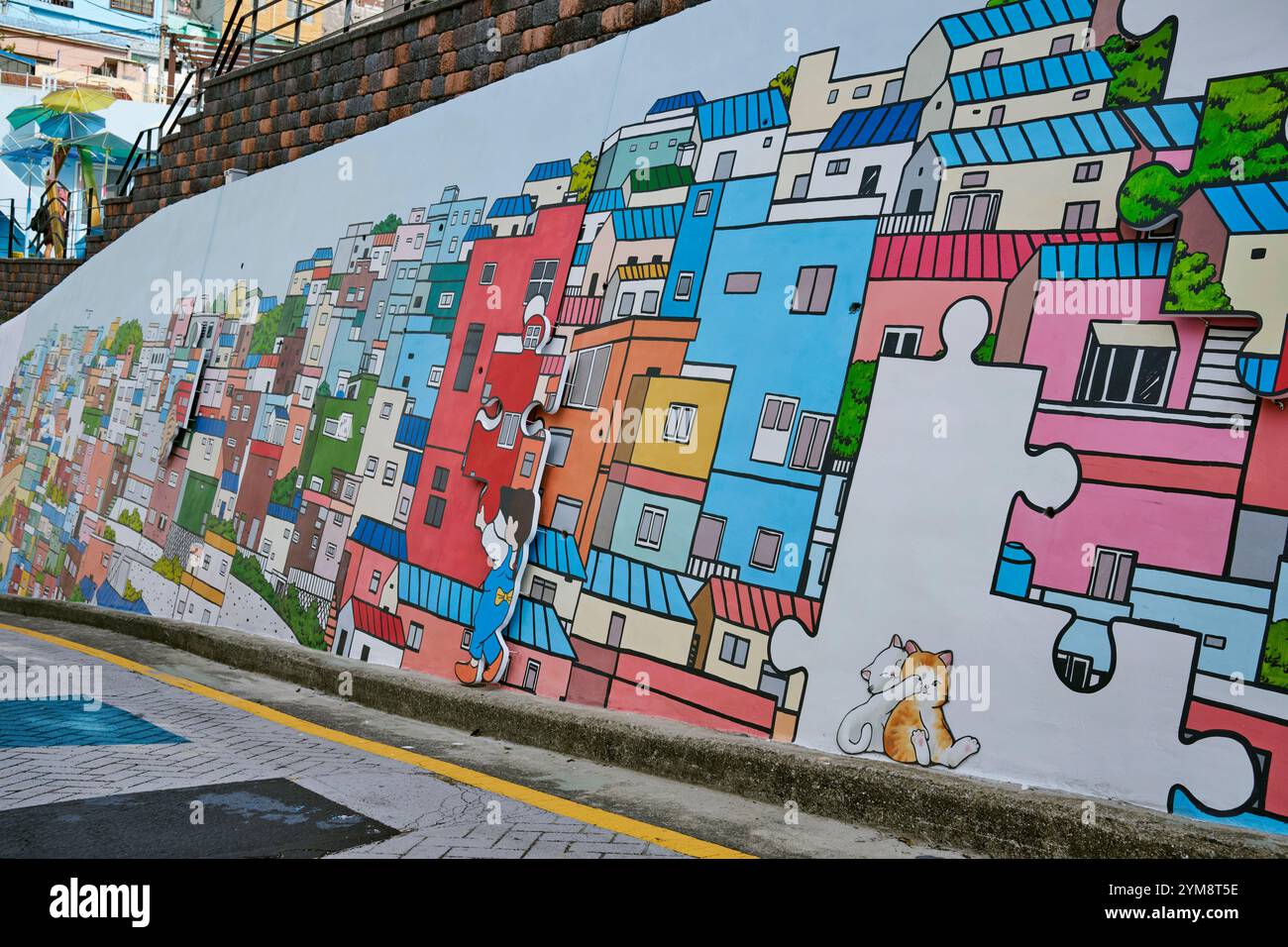 2024 septembre, murale au Gamcheon culture Village à Busan, Corée du Sud Banque D'Images