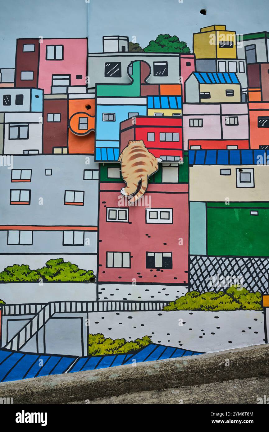 2024 septembre, murale au Gamcheon culture Village à Busan, Corée du Sud Banque D'Images