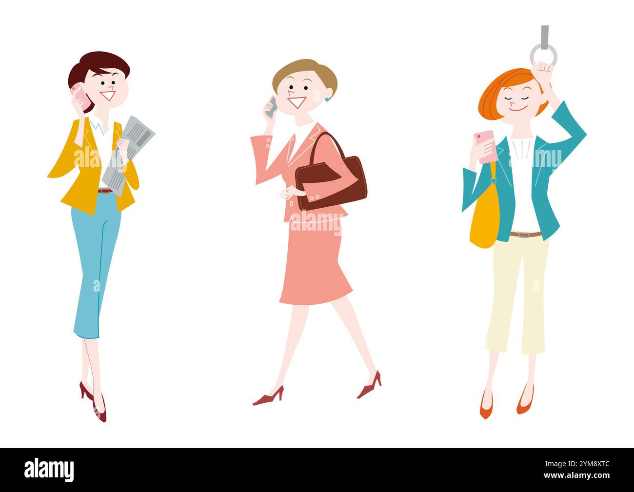 Femme se rendant au bureau et tenant son téléphone portable Banque D'Images