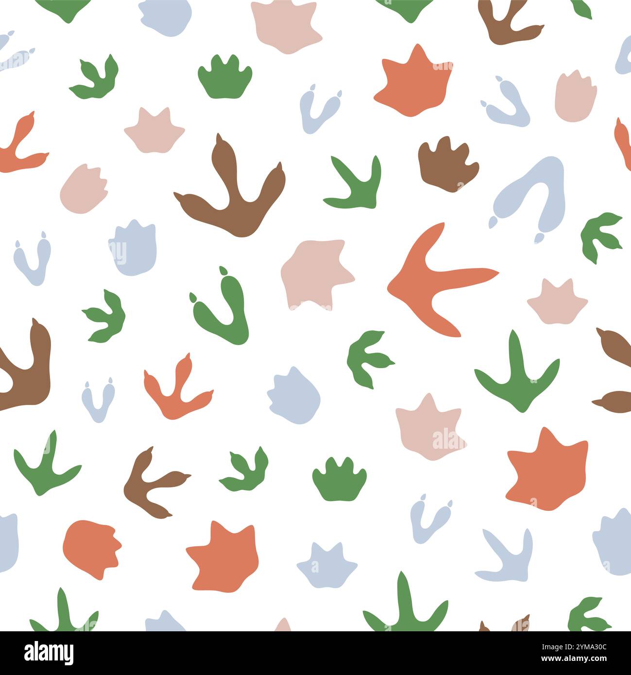 Fond de modèle sans couture d'empreintes de dinosaure de Dino préhistorique de dessin animé, empreintes de pied de lézards vectoriels. Fond de modèle d'empreinte de dinosaure Jurassic pour les enfants de pattes colorées de dragons de reptiles Illustration de Vecteur