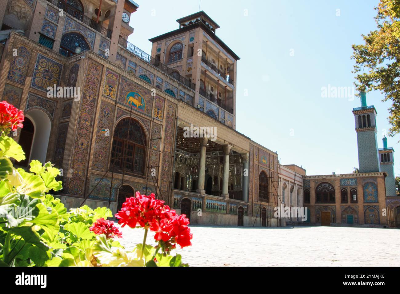 Bâtiment historique, Shams-ol-Emareh est l'un des plus anciens monuments historiques de Téhéran, situé dans le palais du Golestan, Qajar, Palais Royal, Perse Banque D'Images