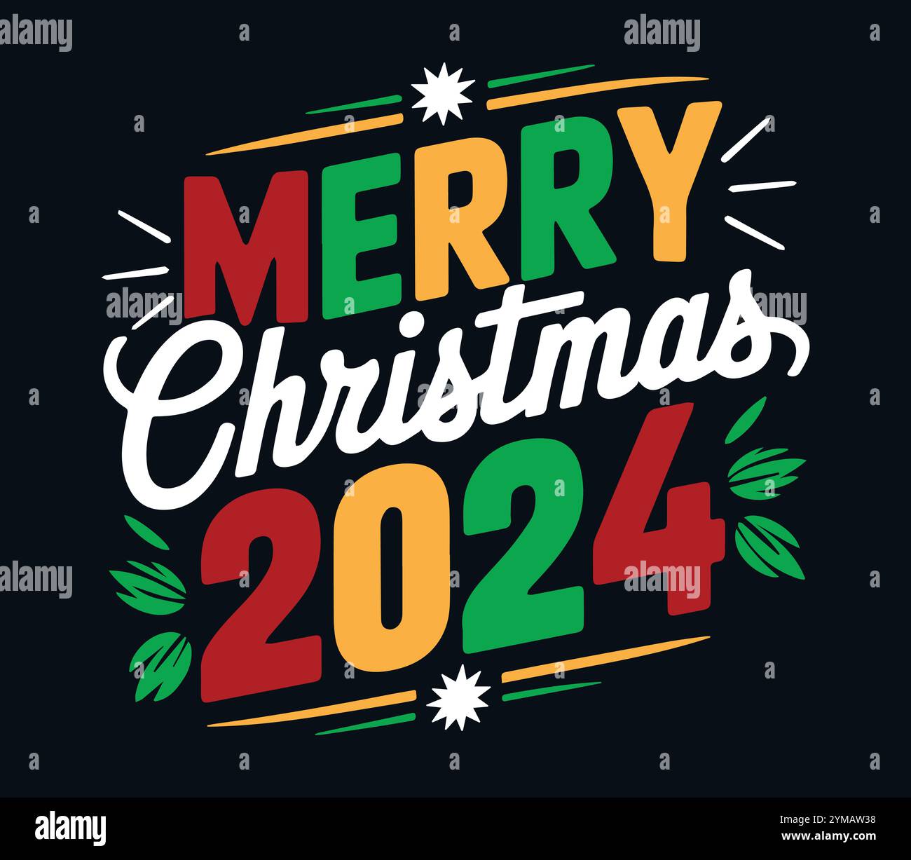 Joyeux Noël 2024, Nouvelle conception de t-shirt de typographie Joyeux Noël Illustration de Vecteur