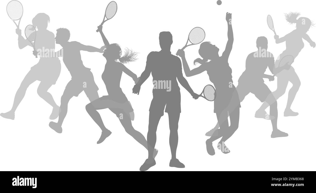 Silhouette tennis Players concept silhouettes Illustration de Vecteur