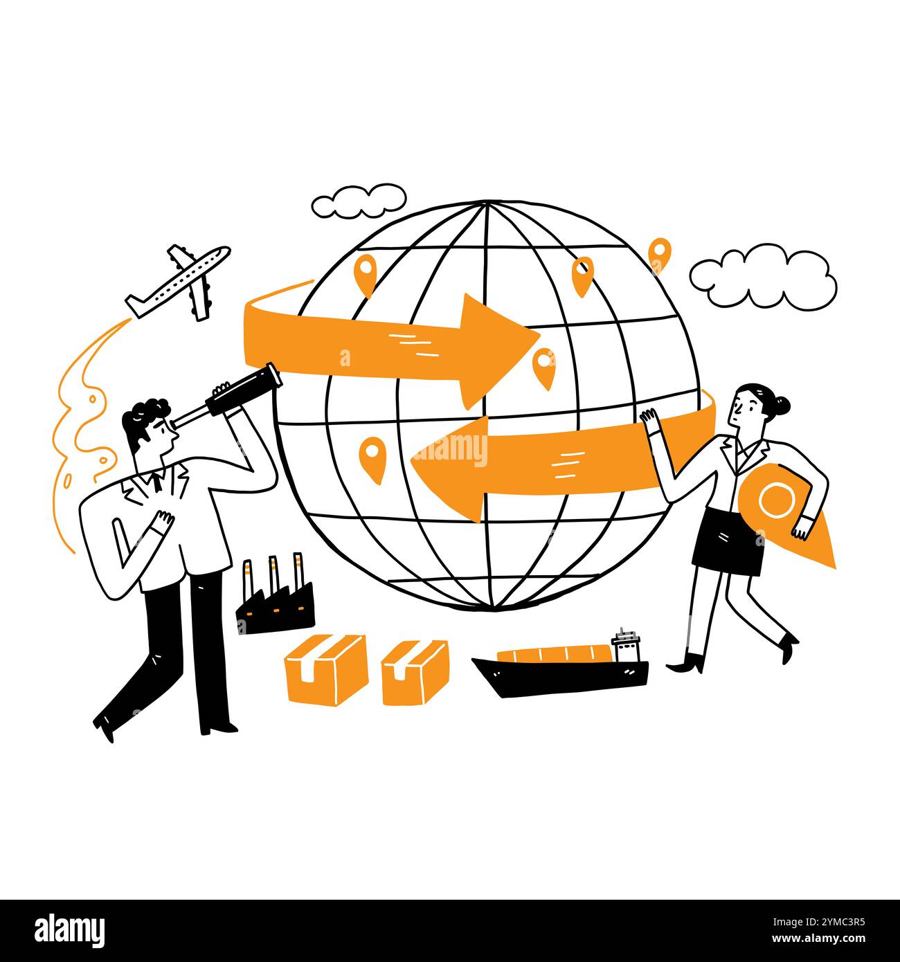 Idée d'affaires, transfert, transport, croissance, expansion des affaires. Illustration de Vecteur
