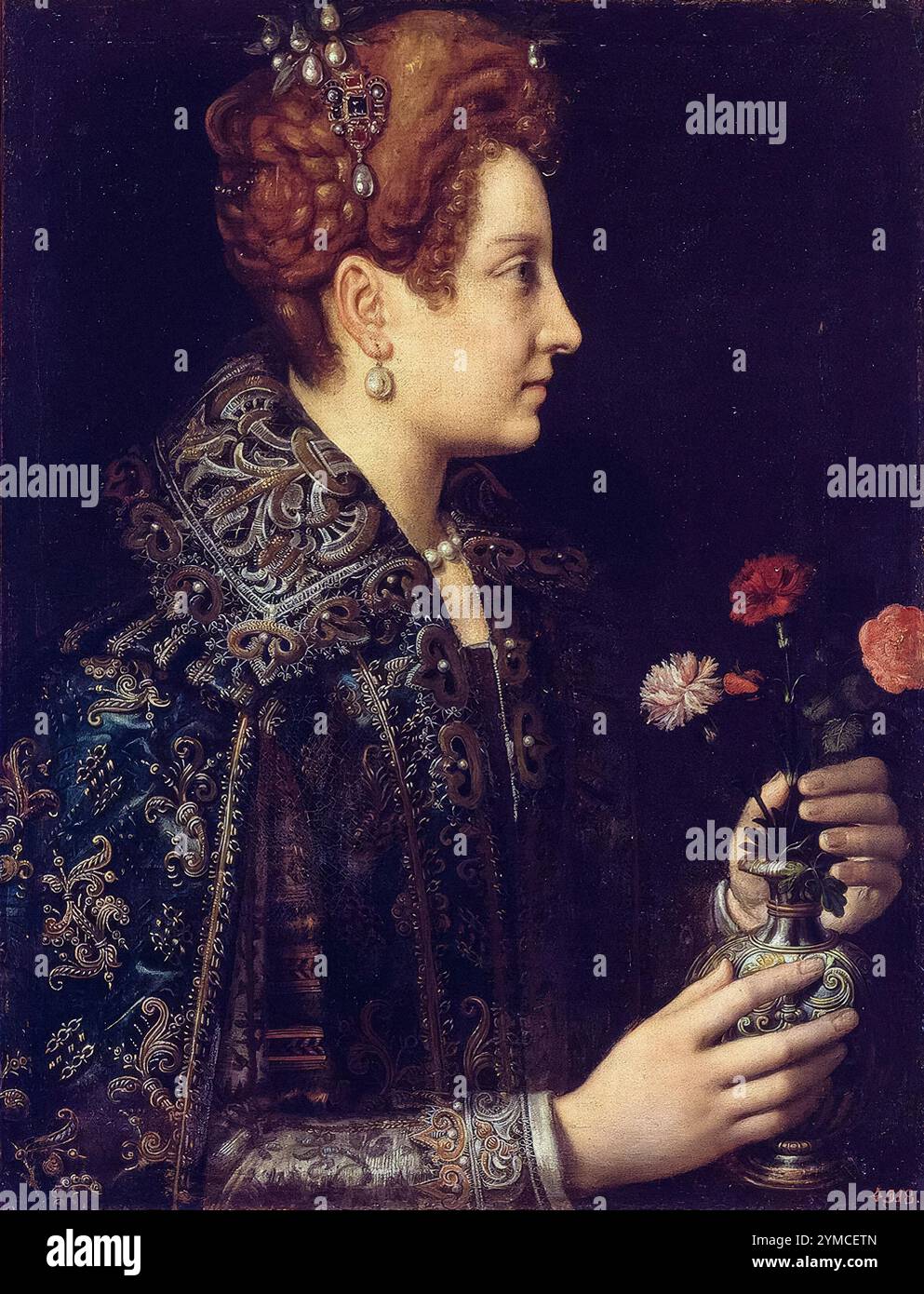 Sofonisba Anguissola, Portrait d'une jeune femme de profil, peinture à l'huile sur toile, 1580-1589 Banque D'Images