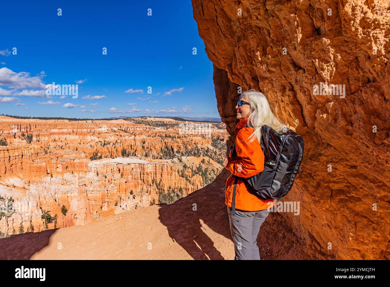 Vue arrière d'une femme regardant dans le parc national de Bryce Canyon Banque D'Images