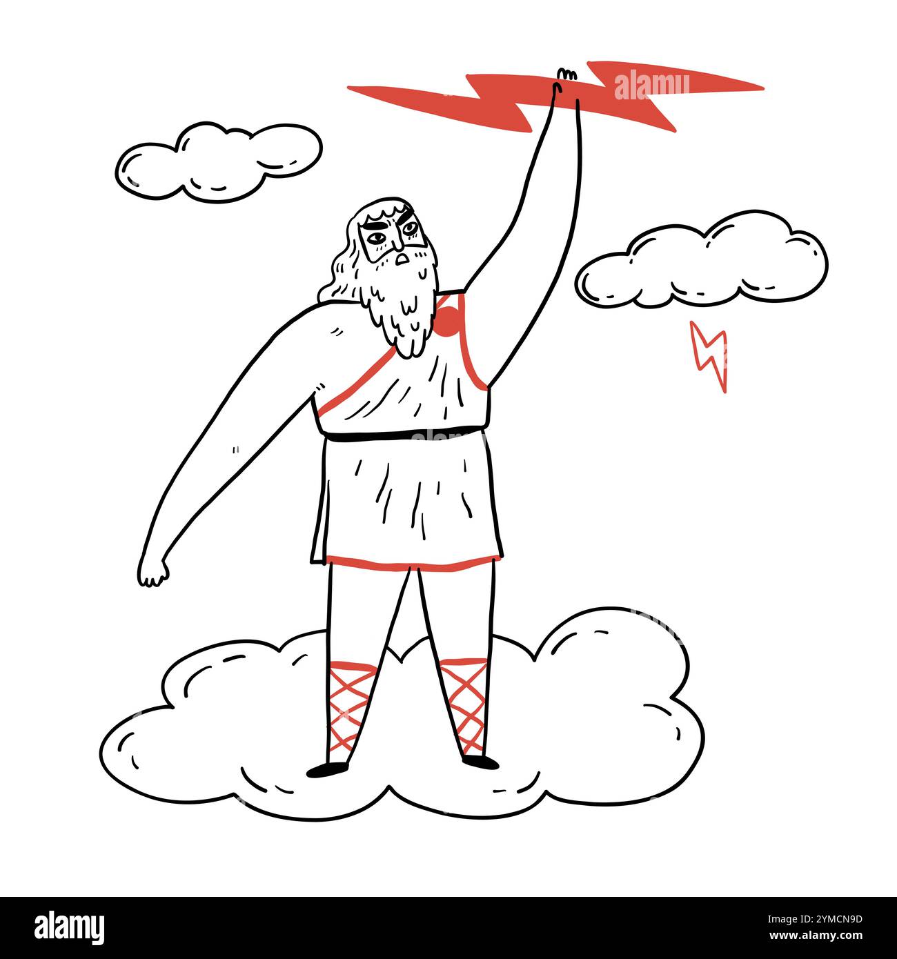 Série d'illustrations vectorielles de Dieu et de déesse grecques, Zeus, le Père de Dieu, illustrations vectorielles dessinées à la main. Illustration de Vecteur