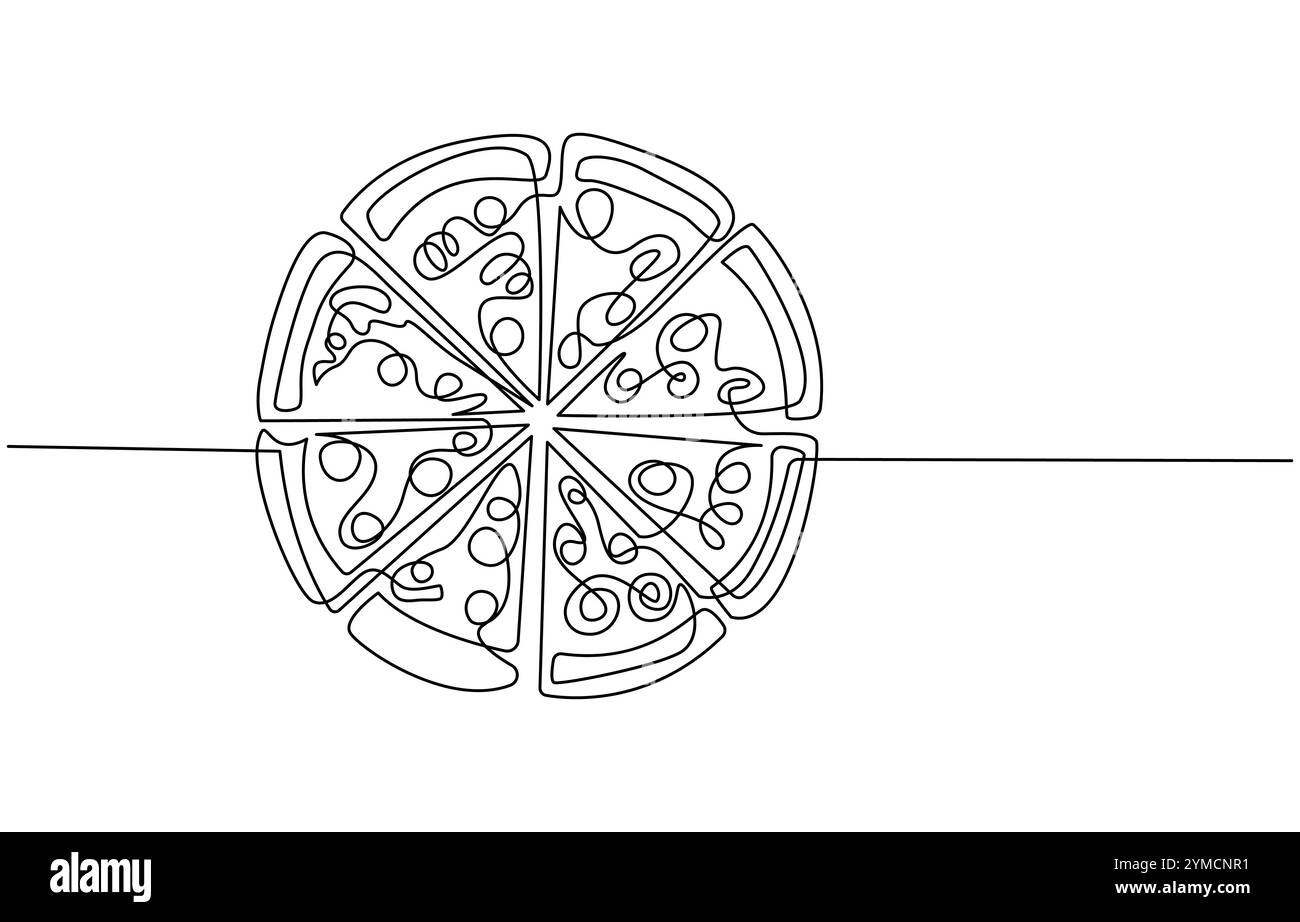Dessin au trait ou illustration d'une tranche de pizza Illustration de Vecteur