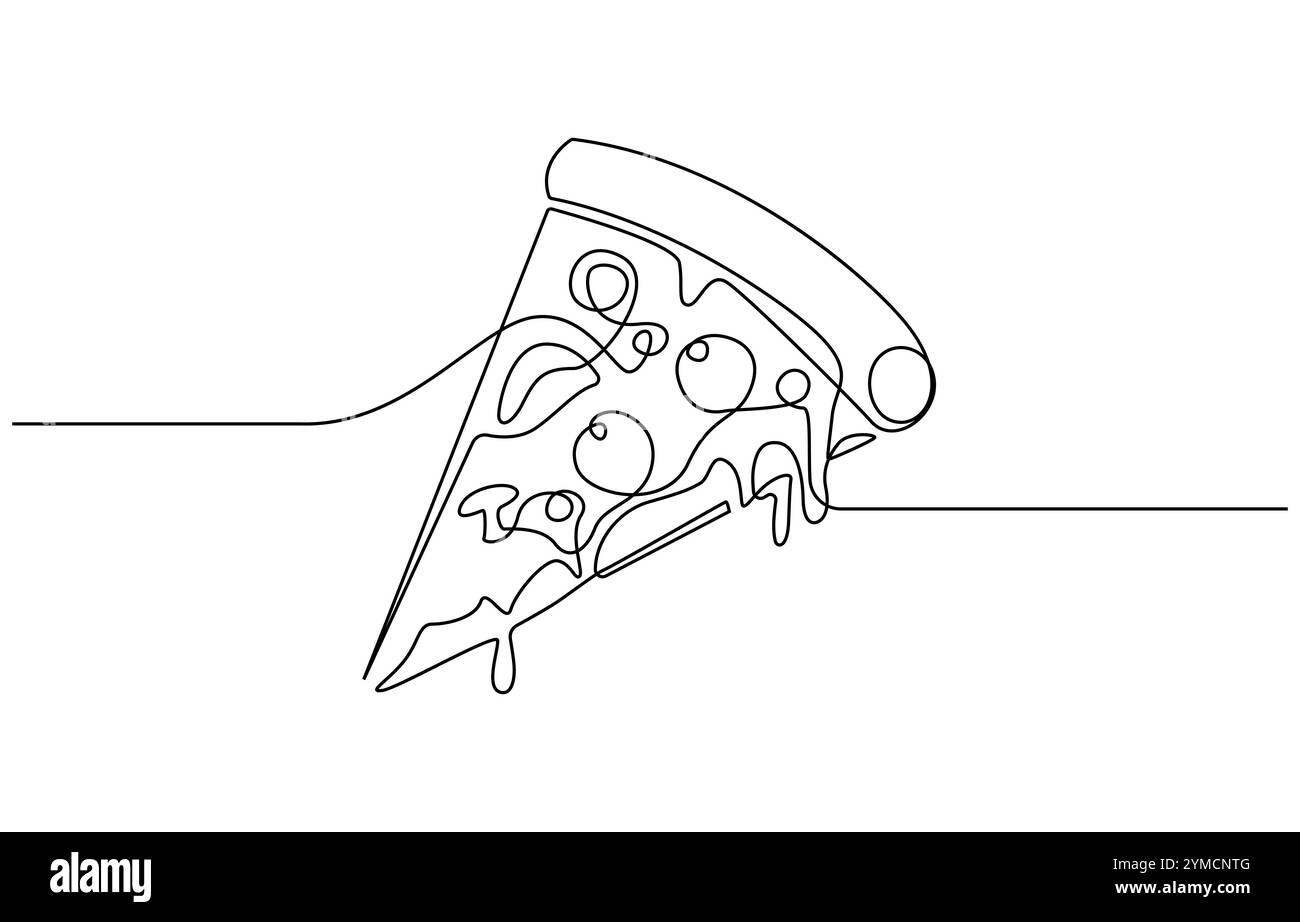 Dessin au trait ou illustration d'une tranche de pizza Illustration de Vecteur