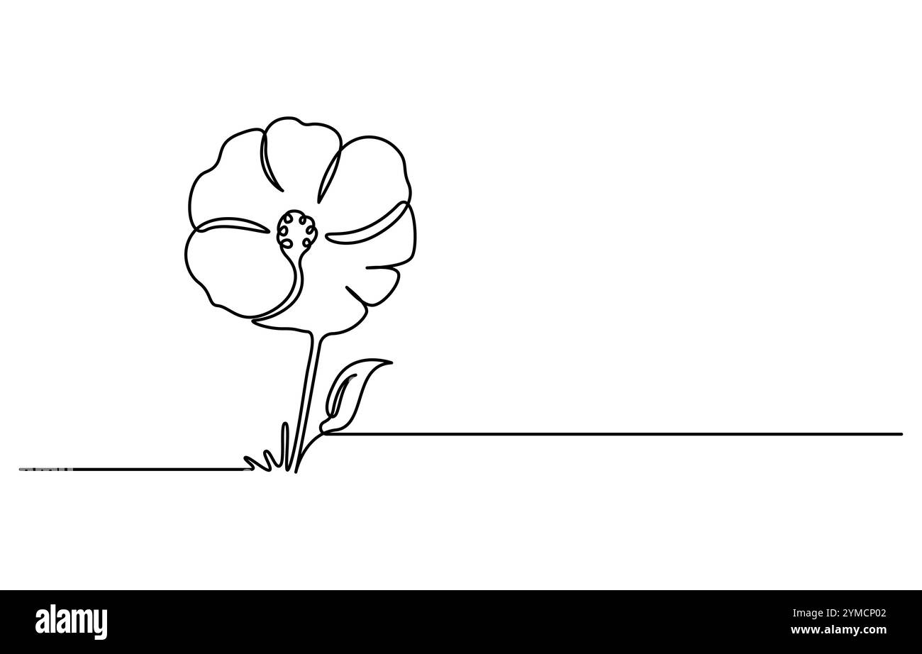 Dessin continu du coquelicot, du jour du souvenir ou de la Journée des anciens combattants Illustration de Vecteur