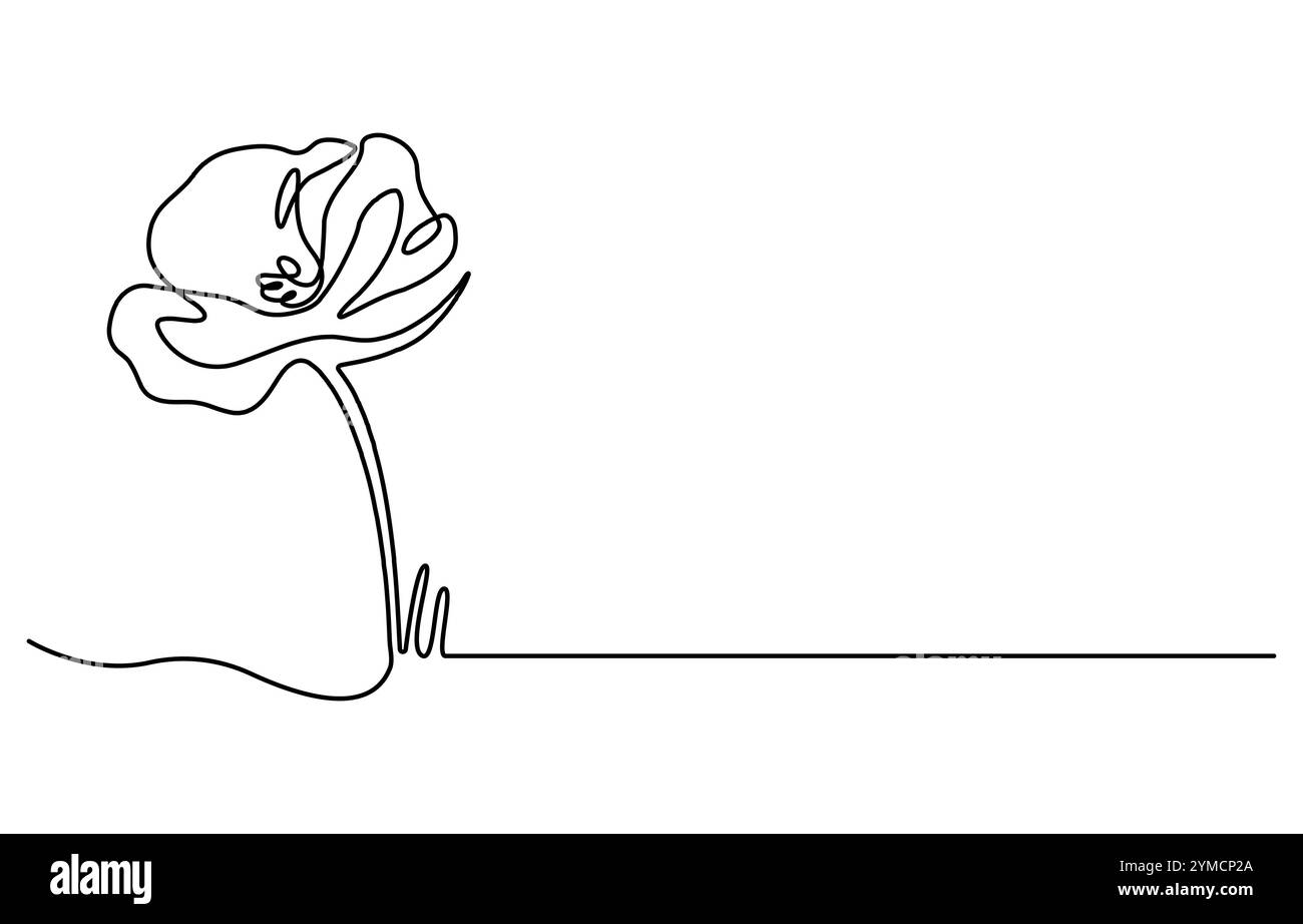 Dessin continu du coquelicot, du jour du souvenir ou de la Journée des anciens combattants Illustration de Vecteur