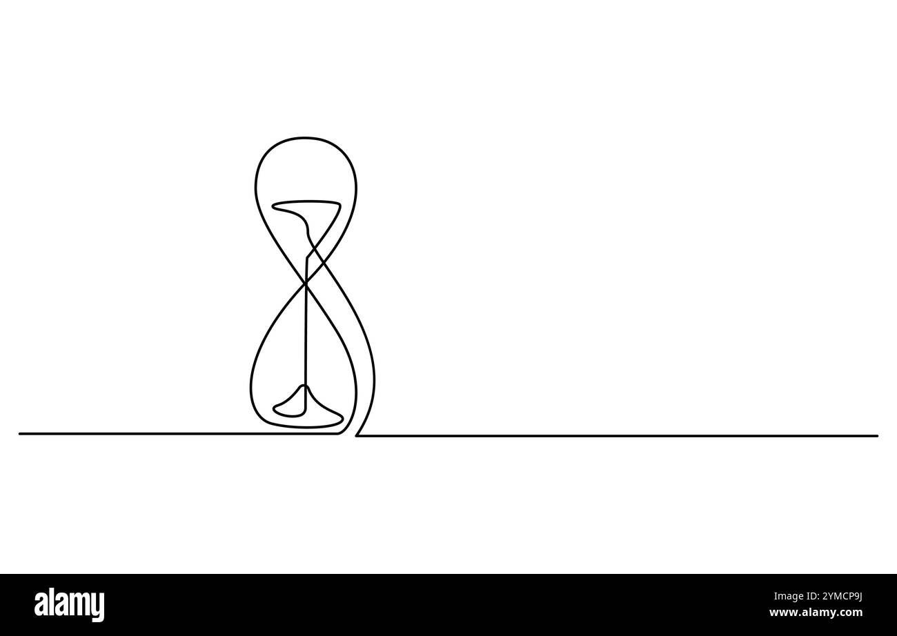 Sablier en une ligne continue. Contour de sablier dessin au trait Illustration de Vecteur