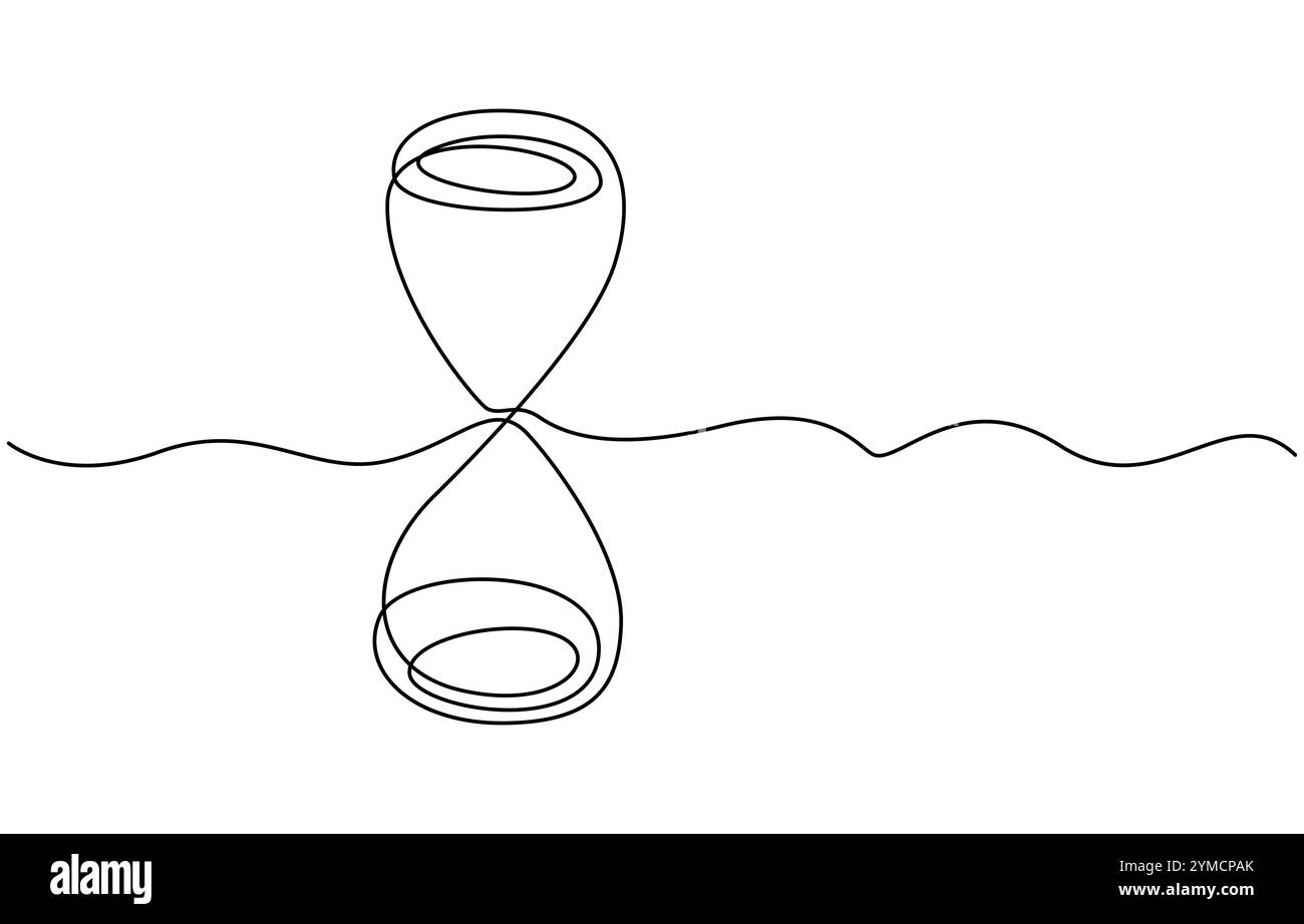 Sablier en une ligne continue. Contour de sablier dessin au trait Illustration de Vecteur