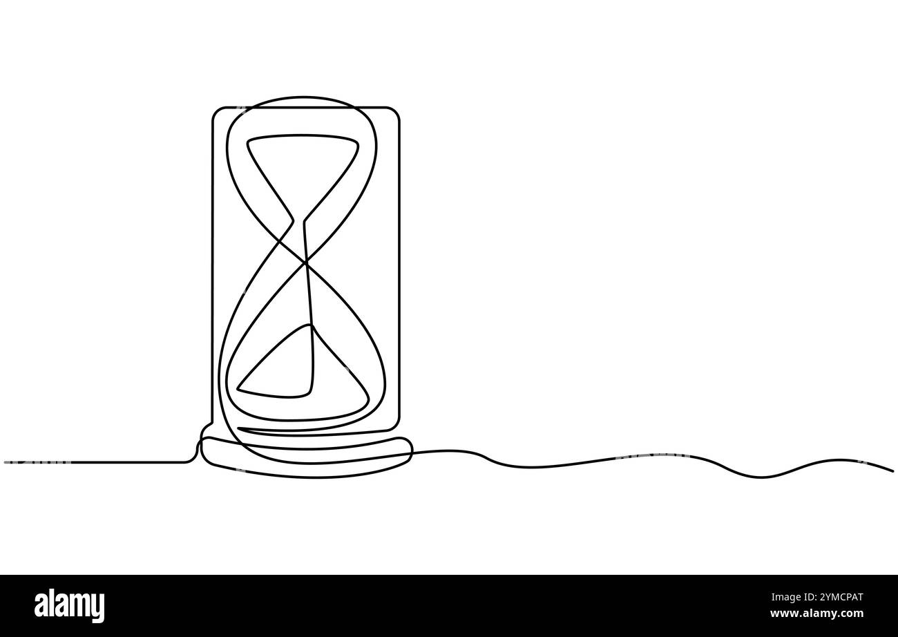 Sablier en une ligne continue. Contour de sablier dessin au trait Illustration de Vecteur