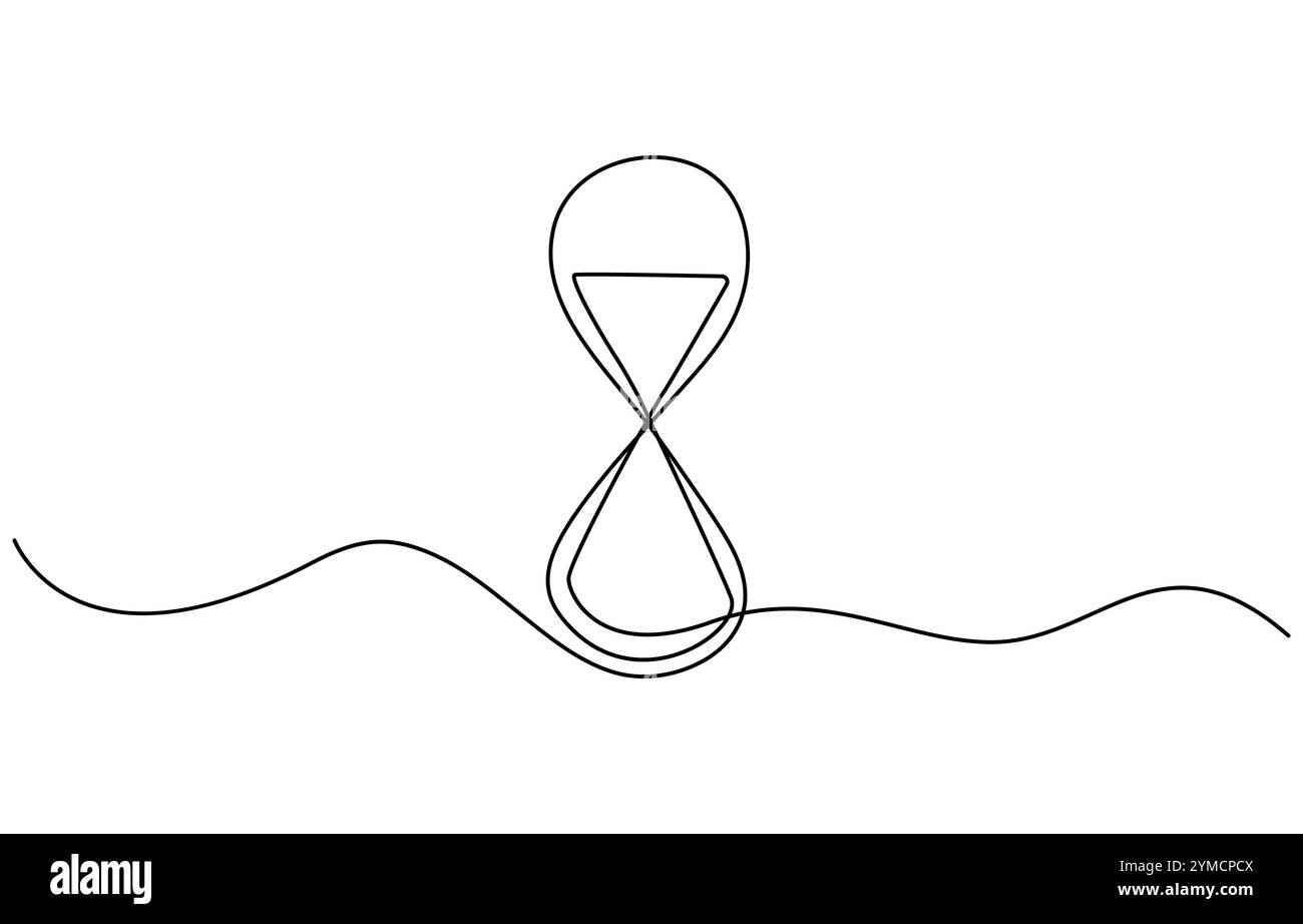 Sablier en une ligne continue. Contour de sablier dessin au trait Illustration de Vecteur