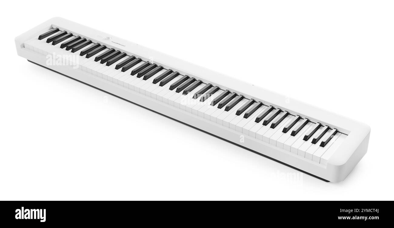 Un synthétiseur isolé sur blanc. Instrument de musique électronique Banque D'Images