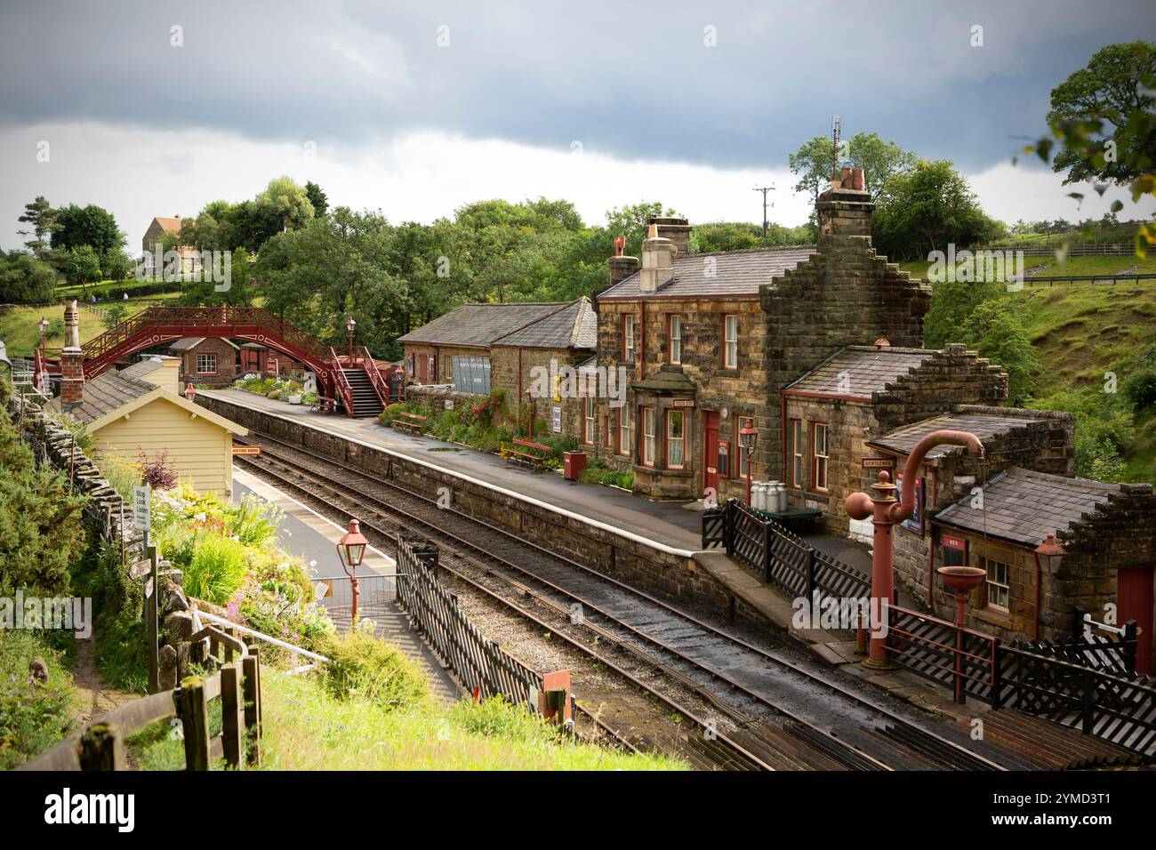 La gare de Goathland est une station de la gare North Yorkshire Moors et sert le village de Goathland dans le North York Moors National Park, Banque D'Images