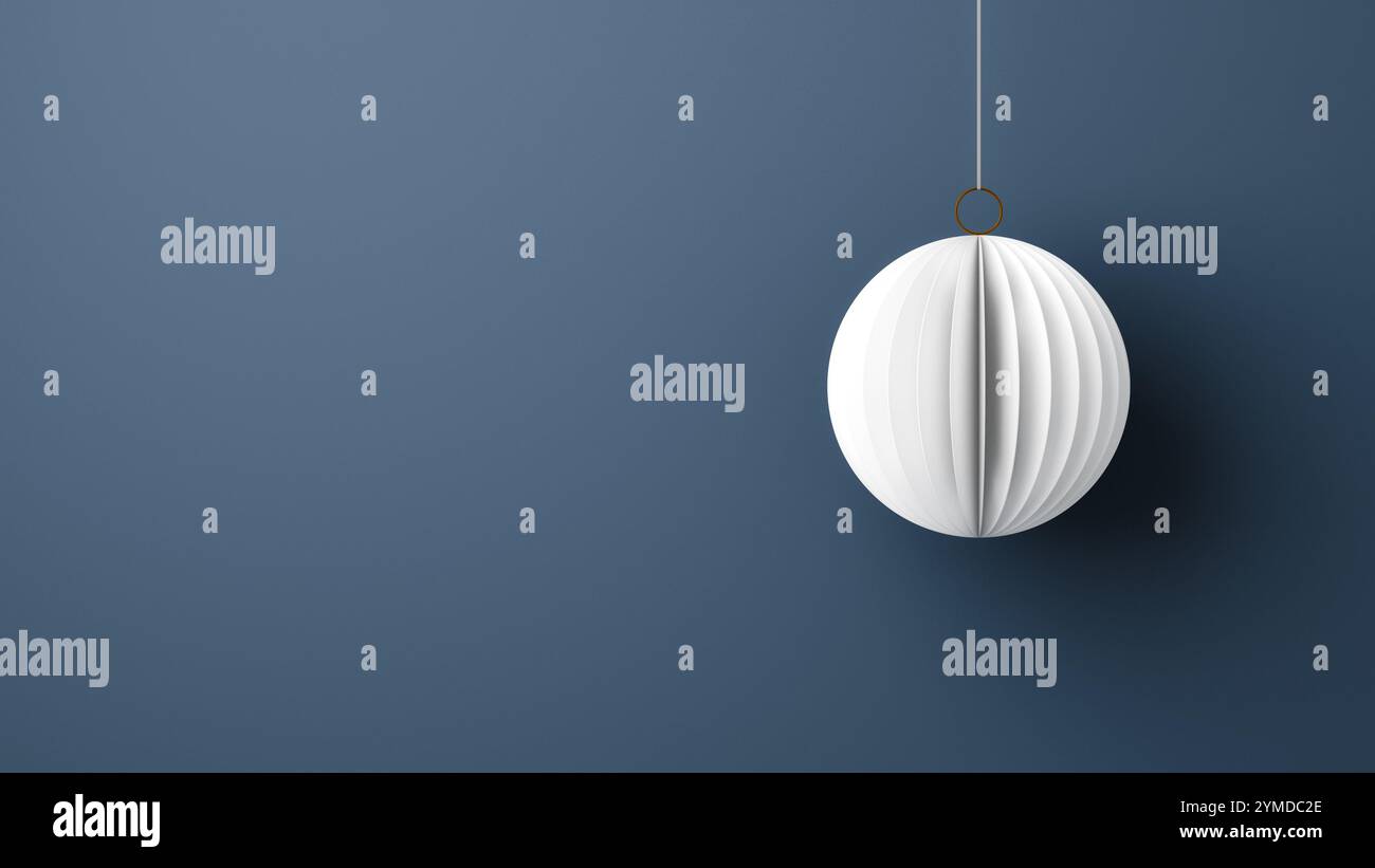 Rendu 3D de boule de papier de Noël blanc, illustration de joyeux Noël Banque D'Images