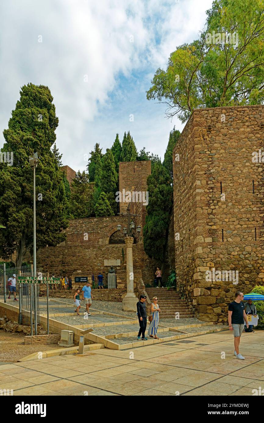 Théâtre Römisches, Teatro Romano de Málaga, Alcazaba, Eingang Banque D'Images