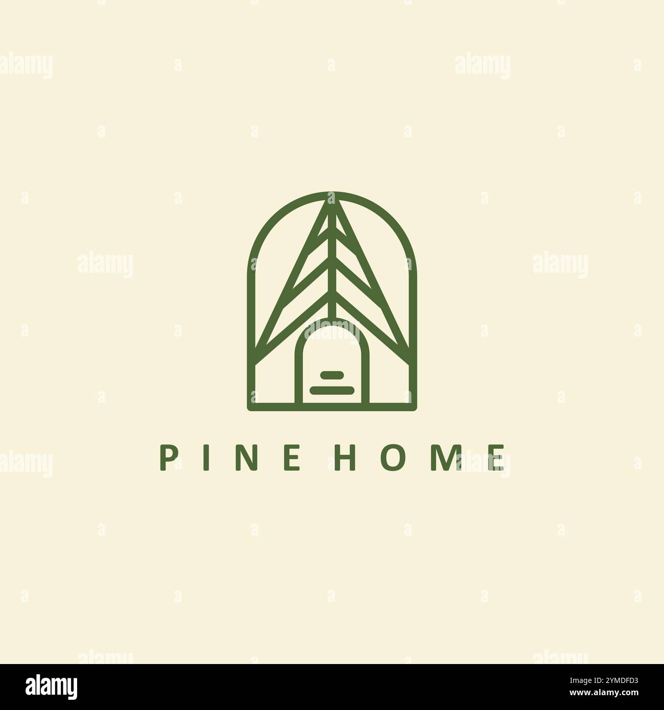 Illustration vectorielle du logo Pine Home Line Illustration de Vecteur