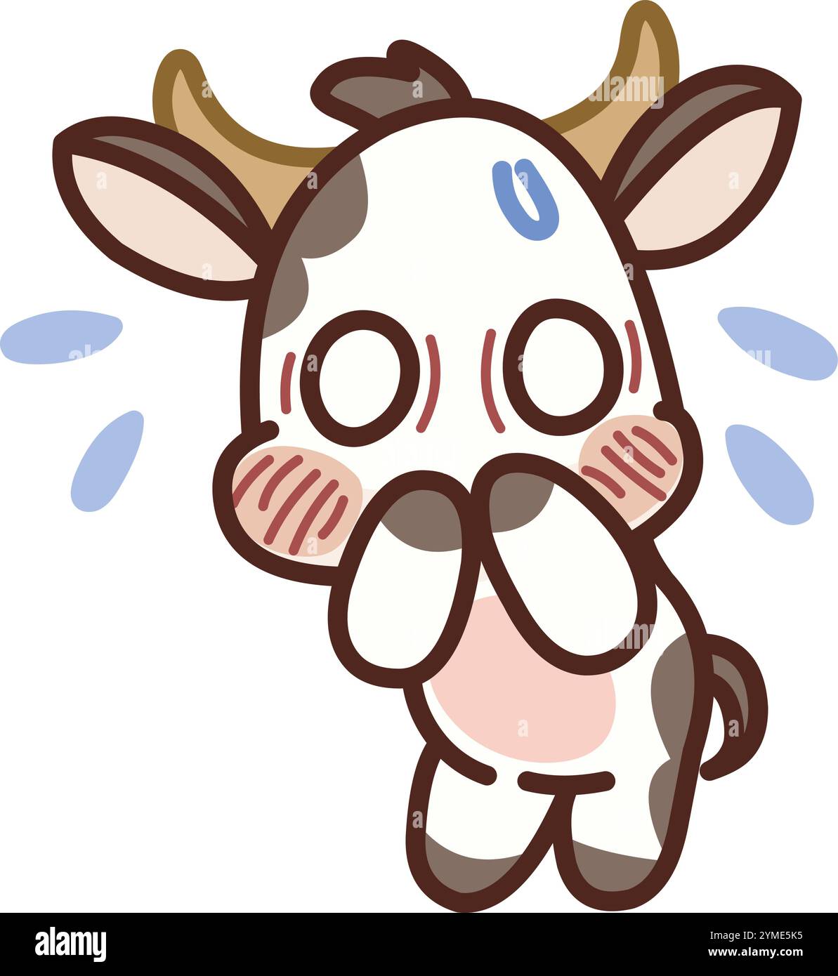 Jolie vache chibi riant dans un style kawaii Illustration de Vecteur
