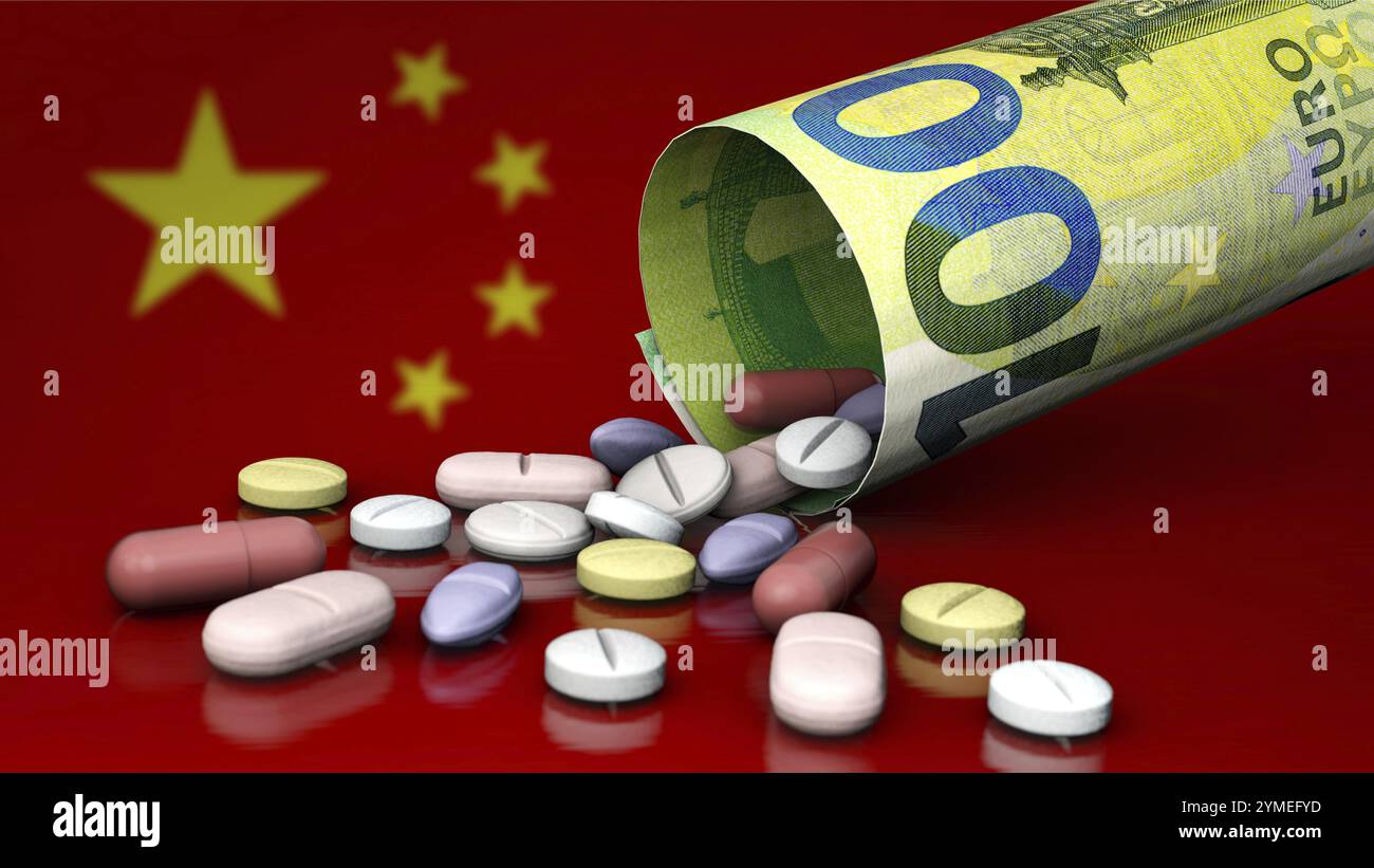 Image symbolique au sujet de l'addiction aux médicaments chinois Banque D'Images