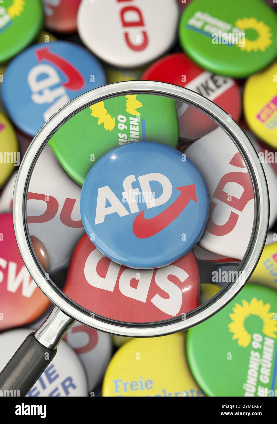 Image symbolique sur le sujet de l'observation de l'AFD, campagne électorale de l'AFD, observation de l'AFD, etc en format portrait Banque D'Images