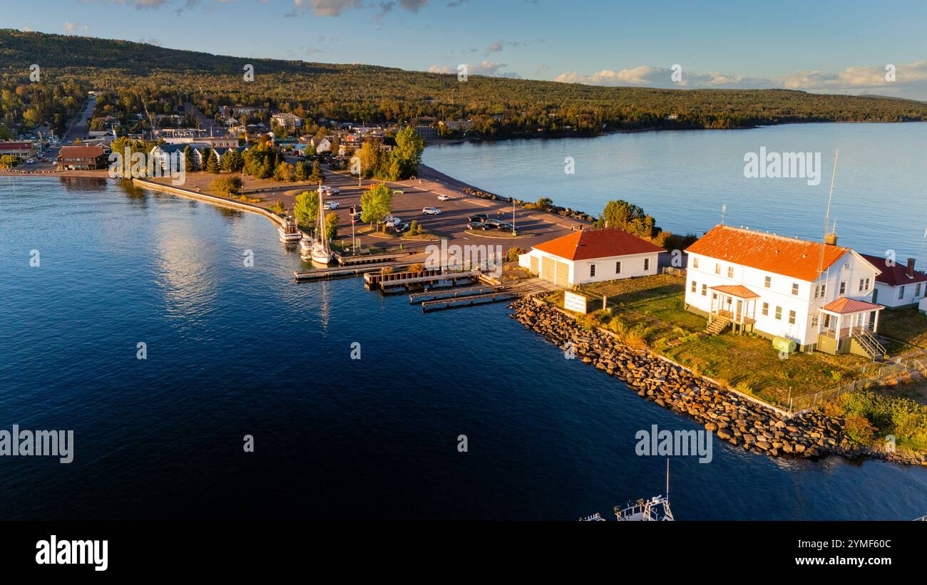 Photographie aérienne de Grand Marais, Minnesota, USA. Banque D'Images