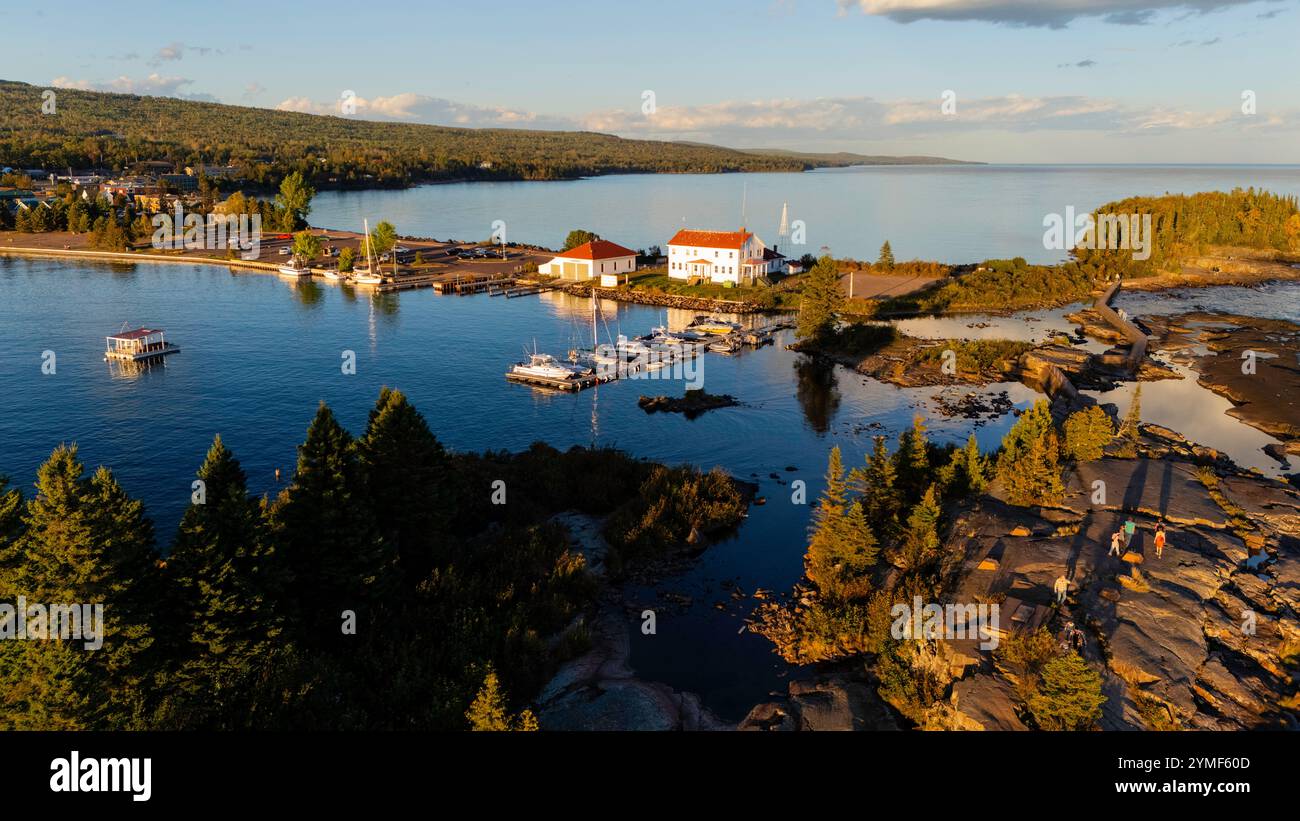 Photographie aérienne de Grand Marais, Minnesota, USA. Banque D'Images