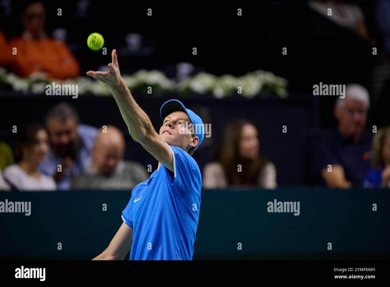 Malaga, Espagne, 21, novembre 2024. Jannik Sinner de l'équipe d'Italie en quart de finale Coupe Davis finale 8 matchs simples 1. Crédit : Vicente Vidal Fernandez/Alamy Live News Banque D'Images
