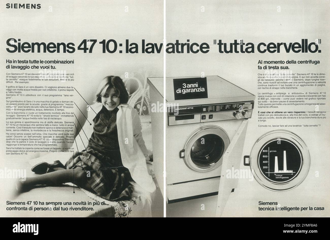 1980 Siemens Siwamat 47 10 machine à laver annonce italienne Banque D'Images