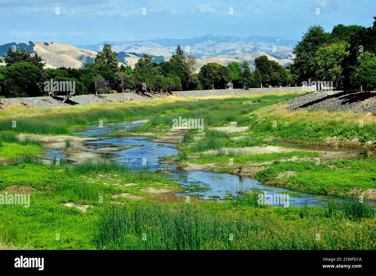 Canal de contrôle des inondations d'Alameda Creek, Union City, Californie Banque D'Images