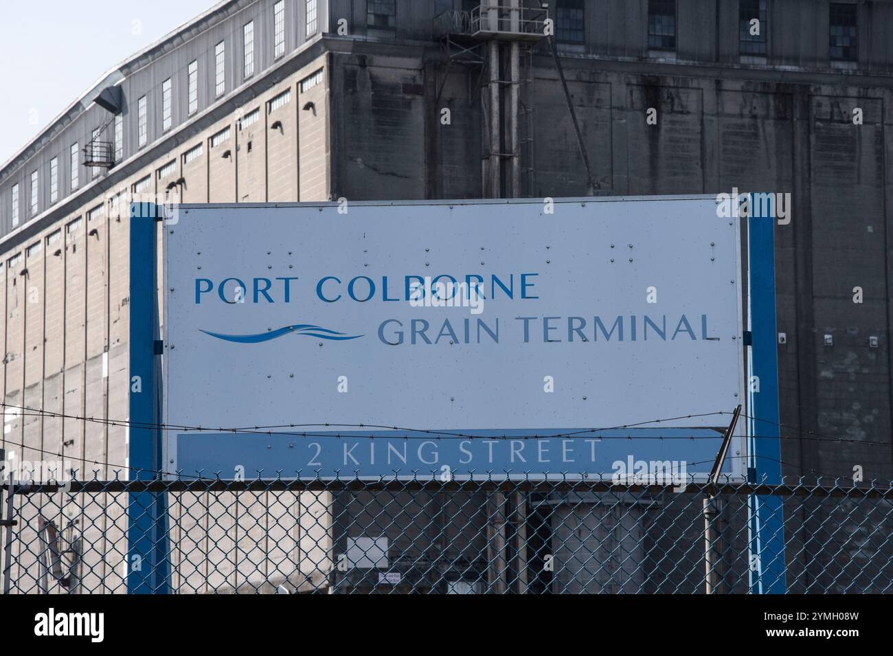 Panneau de terminal céréalier sur la rue King à Port Colborne, Ontario, Canada Banque D'Images