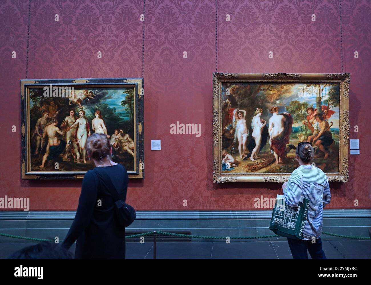 Londres, Royaume-Uni - 22 septembre 2024, National Gallery of Art, salle consacrée aux œuvres de Peter Paul Rubens, avec deux versions différentes du jugement de Banque D'Images