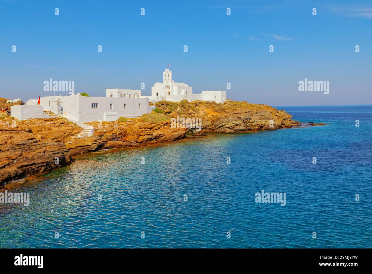 Monastère Chrisopigi, île de Sifnos, îles Cyclades, Grèce Banque D'Images